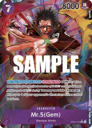 Mr.5 (Gem) (Alternate Art) [OP04-072] One Piece - Kingdoms of Intrigue - Single Cards