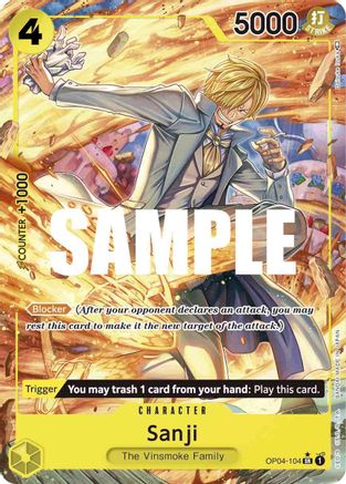 Sanji (104) (Alternate Art) [OP04-104] One Piece - Kingdoms of Intrigue - Single Cards