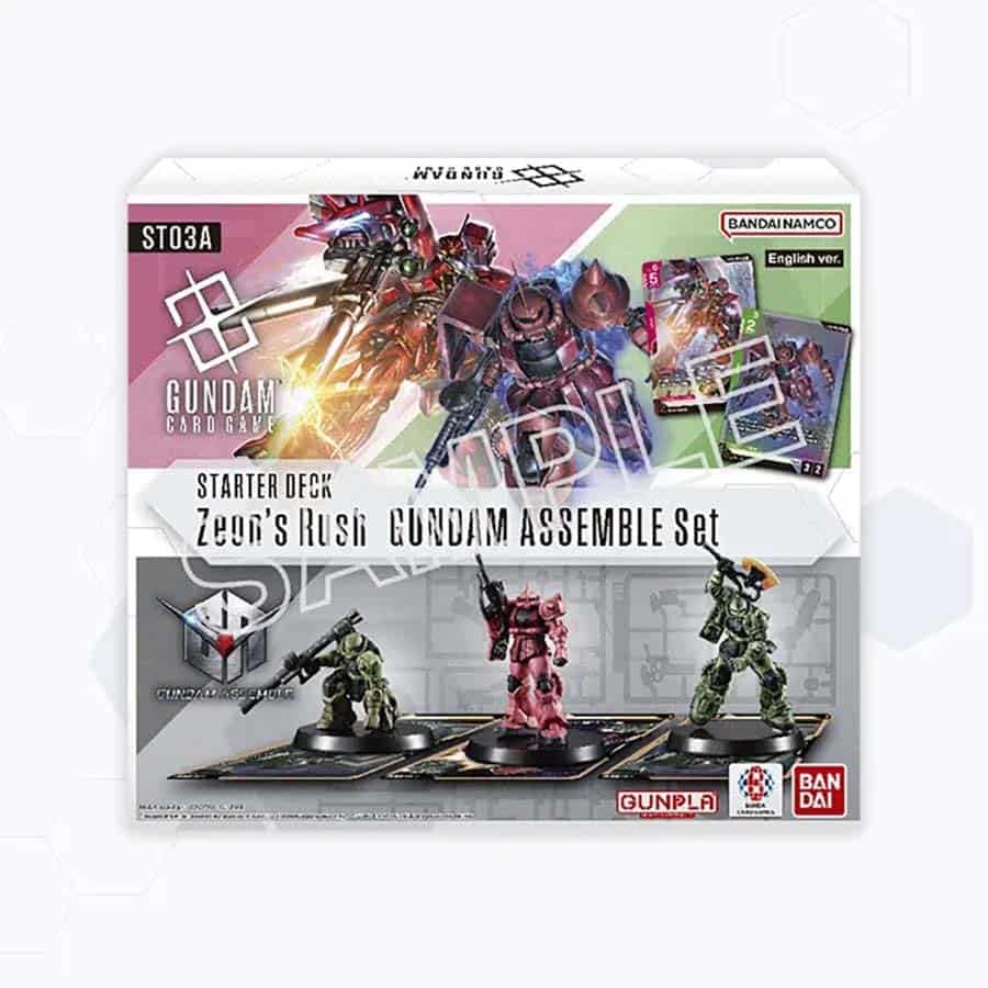 BANDAI Gundam Card Game Assemble Starter Set - Zeon's Rush (ST03A) - 50 Cards, 3 Gundam Minis