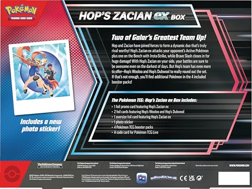 Pokemon TCG: Hop’s Zacian ex Box - 4 Packs - 5