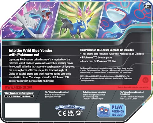 Pokemon TCG: Azure Legends Tin - 5 Packs (Random Tin) - 4