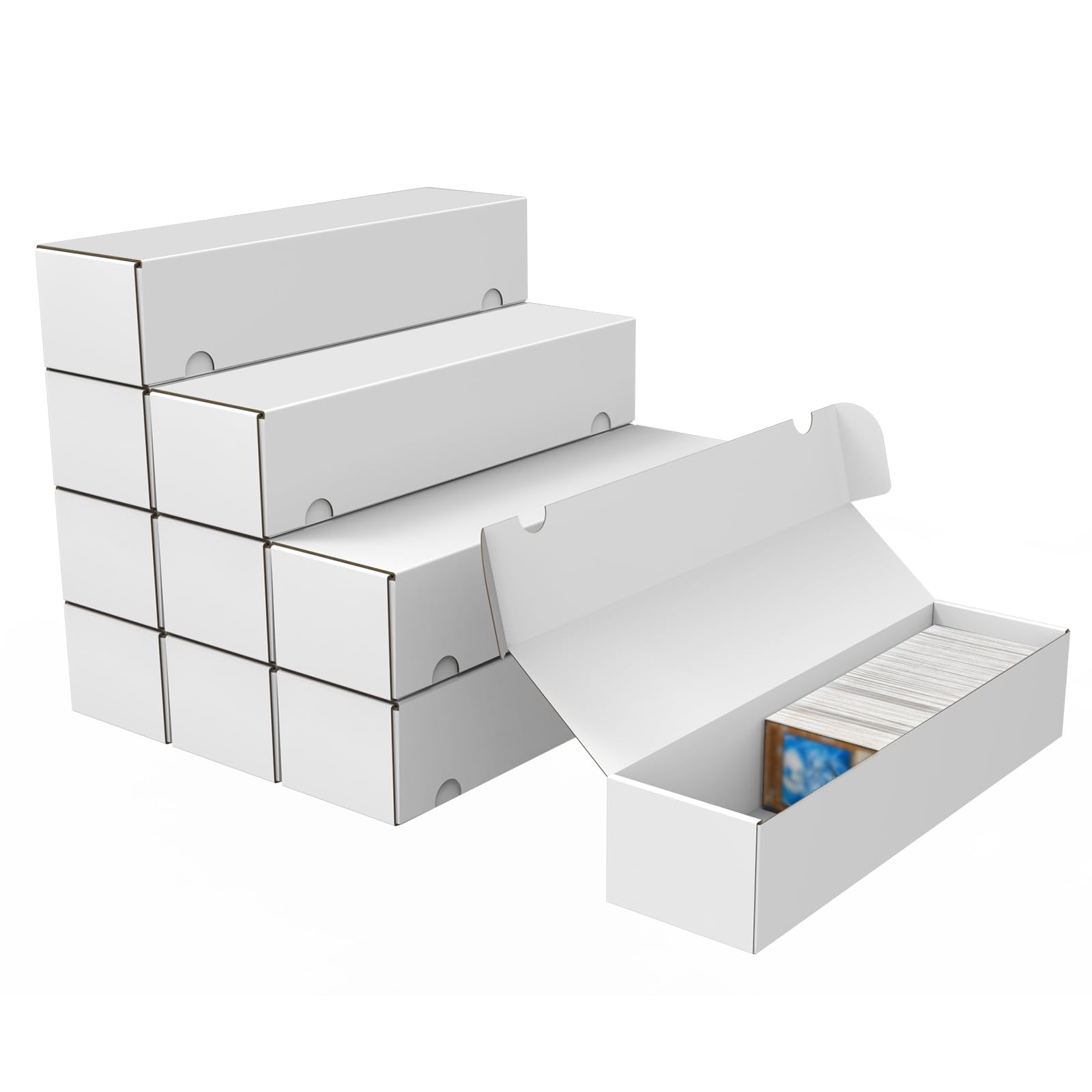 XRACV Trading Card Storage Box, 10-Pack 1100 Count White Corrugated Cardboard Bulk Sports Storage Box for TCG/Magic/Mtg Basketball Cards, Collectible Trading Cards