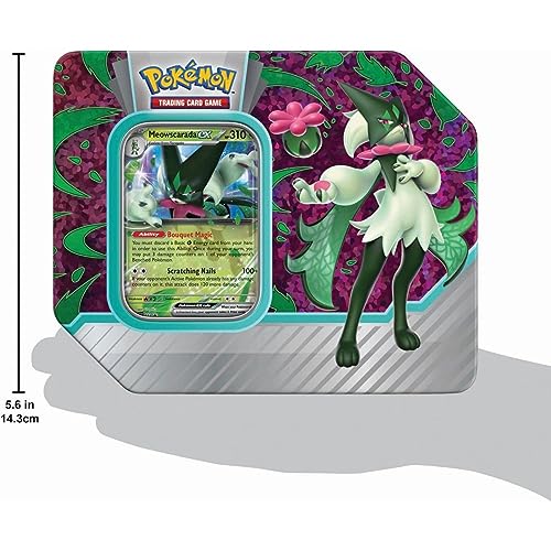 Pokemon TCG: Paldea Partners Meowscarada EX Tin - 5 Packs, Promos - 3