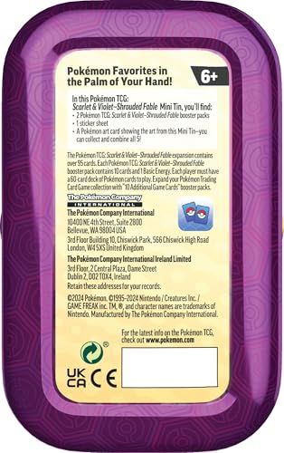 Pokemon TCG – Scarlet & Violet (SV6.5) Shrouded Fable Mini Tin, Assorted - 8