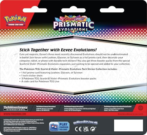 Pokemon TCG: Scarlet & Violet—Prismatic Evolutions Tech Sticker Collection – Glaceon (1 Foil Promo Card & 3 Booster Packs) - 4