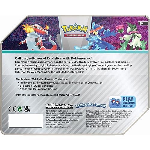 Pokemon TCG: Paldea Partners Meowscarada EX Tin - 5 Packs, Promos - 2