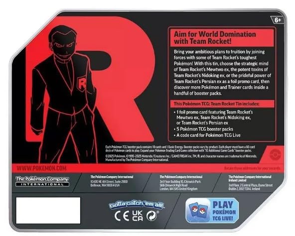 Pokemon Trading Card Game Team Rocket Collector Tin with 5 Booster Packs and Promo Card (Nidoking) - 2