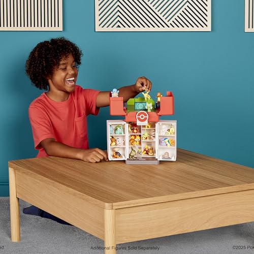 Jazwares Pokémon Play ‘N’ Display Case - Multi-Level Storage Unit with Rooftop Arena and Space for 35+ 2-Inch Battle Figures - 6