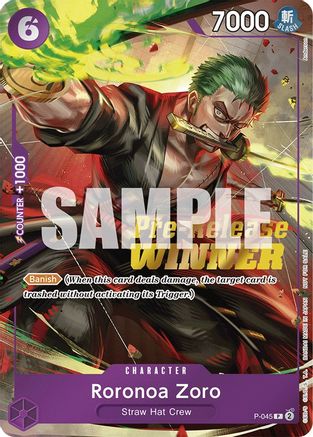 Roronoa Zoro (OP-06 Pre-Release Tournament) [Winner] (P-045) - One Piece Promotion Cards - Single Cards