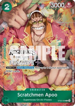 Scratchmen Apoo (Offline Regional 2024) [Finalist] (ST02-008) - One Piece Promotion Cards - Single Cards