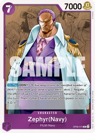 Zephyr (Navy) (OP06-074) One Piece - Wings of the Captain - Single Cards