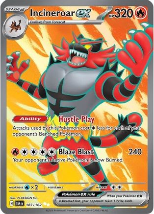 Incineroar ex - 187/162 Pokemon SV05: Temporal Forces - Single Cards