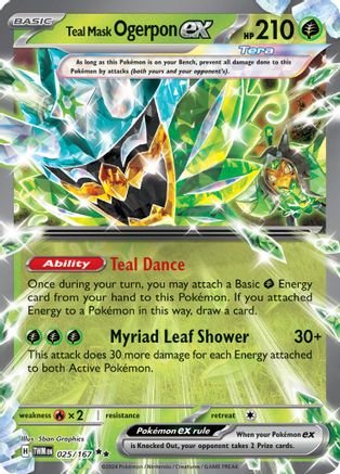 Teal Mask Ogerpon ex (025/167) SV06: Twilight Masquerade Pokemon - Single Cards