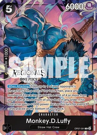 Monkey.D.Luffy (091) (Online Regional 2024 Vol. 3) (OP07-091) - One Piece Promotion Cards - Single Cards