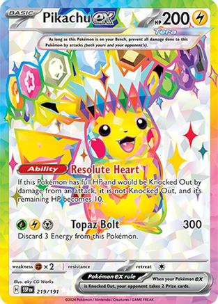 Pikachu ex 219 - SV08 Surging Sparks Holofoil - Single Cards