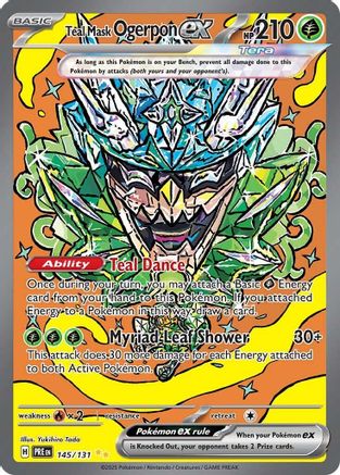 Teal Mask Ogerpon ex - 145/131 145 - SV Prismatic Evolutions Pokemon - Single Cards