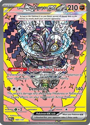 Cornerstone Mask Ogerpon ex - 160/131 160 - SV Prismatic Evolutions Pokemon - Single Cards