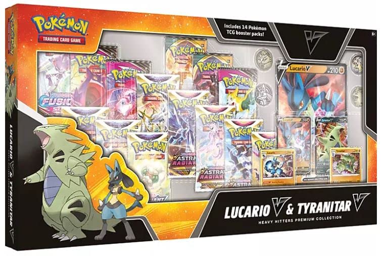 Pokemon TCG Heavy Hitters Premium Collection Lucario V & Tyranitar V Box w/ Sleeves - 14 Booster Packs (Heavy Hitters Premium Collection) - 3