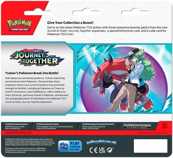 Pokemon Trading Card Game TCG Scarlet & Violet Journey Together Three Booster Blister Packs (Scrafty Promo Card) - 2
