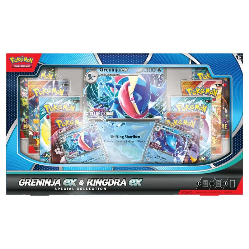 Pokemon TCG Greninja EX & Kingdra EX Special Collection Box - 8 Packs, Promo Cards - 4