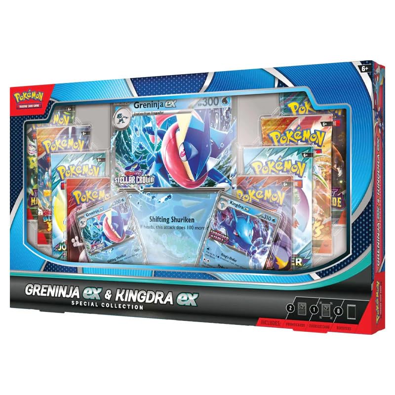 Pokemon TCG Greninja EX & Kingdra EX Special Collection Box - 8 Packs, Promo Cards - 3