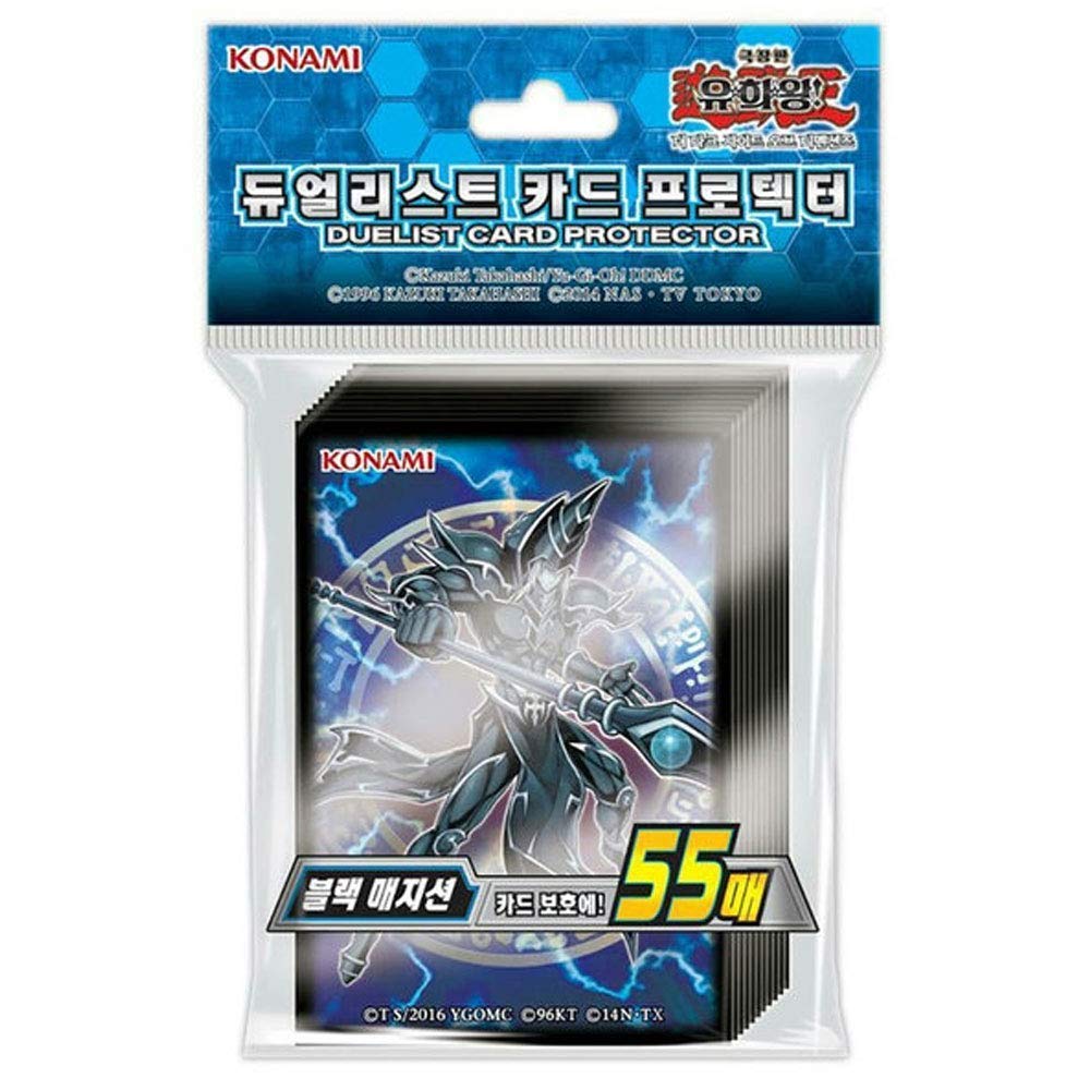Konami Yugioh Card Sleeves Black Magician Duelist Protector (55 Pack, Plastic, 2.5 x 3.5 inches, Japanese, Black)