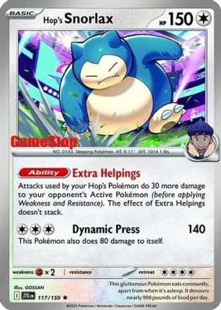 Hop's Snorlax - 117/159 (GameStop) (Cosmos Holo) 117 - SV09 Journey Together Holofoil - Single Cards