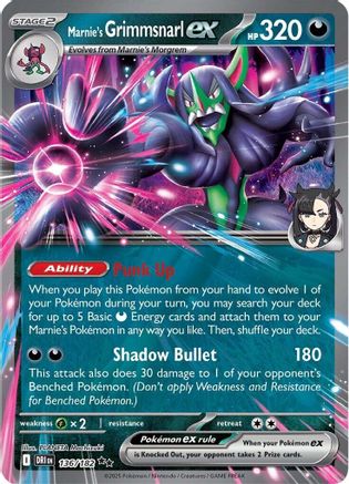 Marnie's Grimmsnarl ex 136 - SV10 Destined Rivals Holofoil - Single Cards