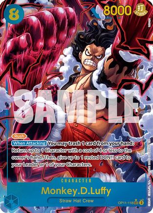 Monkey.D.Luffy (118) (Alternate Art) (OP11-118) - A Fist of Divine Speed Foil - Single Cards