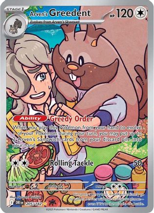 Arven's Greedent - 205/182 205 - SV10 Destined Rivals Holofoil - Single Cards