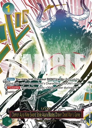 Demon Aura Nine Sword Style Asura Blades Drawn Dead Man's Game (Alternate Art) (OP12-037) - Legacy of the Master - Single Cards
