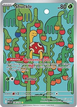 Shuckle - 136/132 136 - ME01 Mega Evolution Holofoil - Single Cards