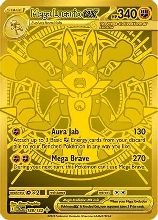 Mega Lucario ex - 188/132 188 - ME01 Mega Evolution Holofoil - Single Cards