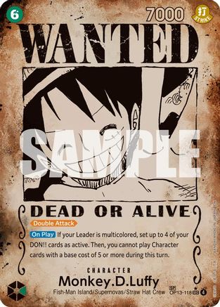 Monkey.D.Luffy (118) (Wanted Poster) (OP13-118) - Carrying On His Will - Single Cards
