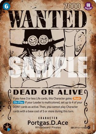 Portgas.D.Ace (119) (Wanted Poster) (OP13-119) - Carrying On His Will - Single Cards