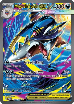 Mega Sharpedo ex - 127/094 127 - ME02 Phantasmal Flames Holofoil - Single Cards
