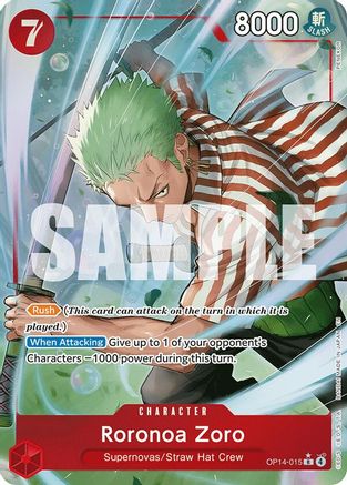 Roronoa Zoro - OP14-015 (Alternate Art) (OP14-015) - The Azure Sea's Seven - Single Cards