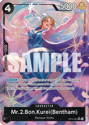 Mr.2.Bon.Kurei (Bentham) (Alternate Art) (OP14-091) - The Azure Sea's Seven - Single Cards