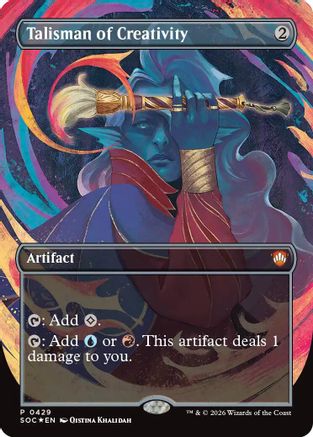 FOIL Talisman of Creativity (Borderless) (SOC-429) - Commander: Secrets of Strixhaven - Magic The Gathering - Single Cards