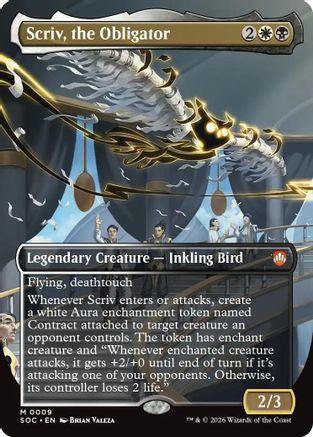 Scriv, the Obligator (Borderless) (SOC-009) - Commander: Secrets of Strixhaven - Magic The Gathering - Single Cards