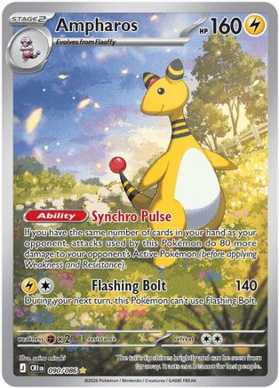 Ampharos - 090/086 90 - ME04 Chaos Rising Holofoil - Single Cards