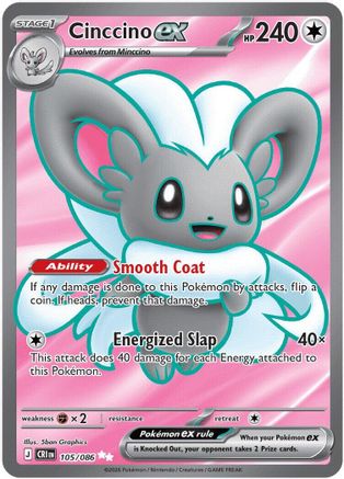 Cinccino ex - 105/086 105 - ME04 Chaos Rising Holofoil - Single Cards