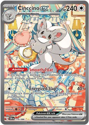 Cinccino ex - 119/086 119 - ME04 Chaos Rising Holofoil - Single Cards