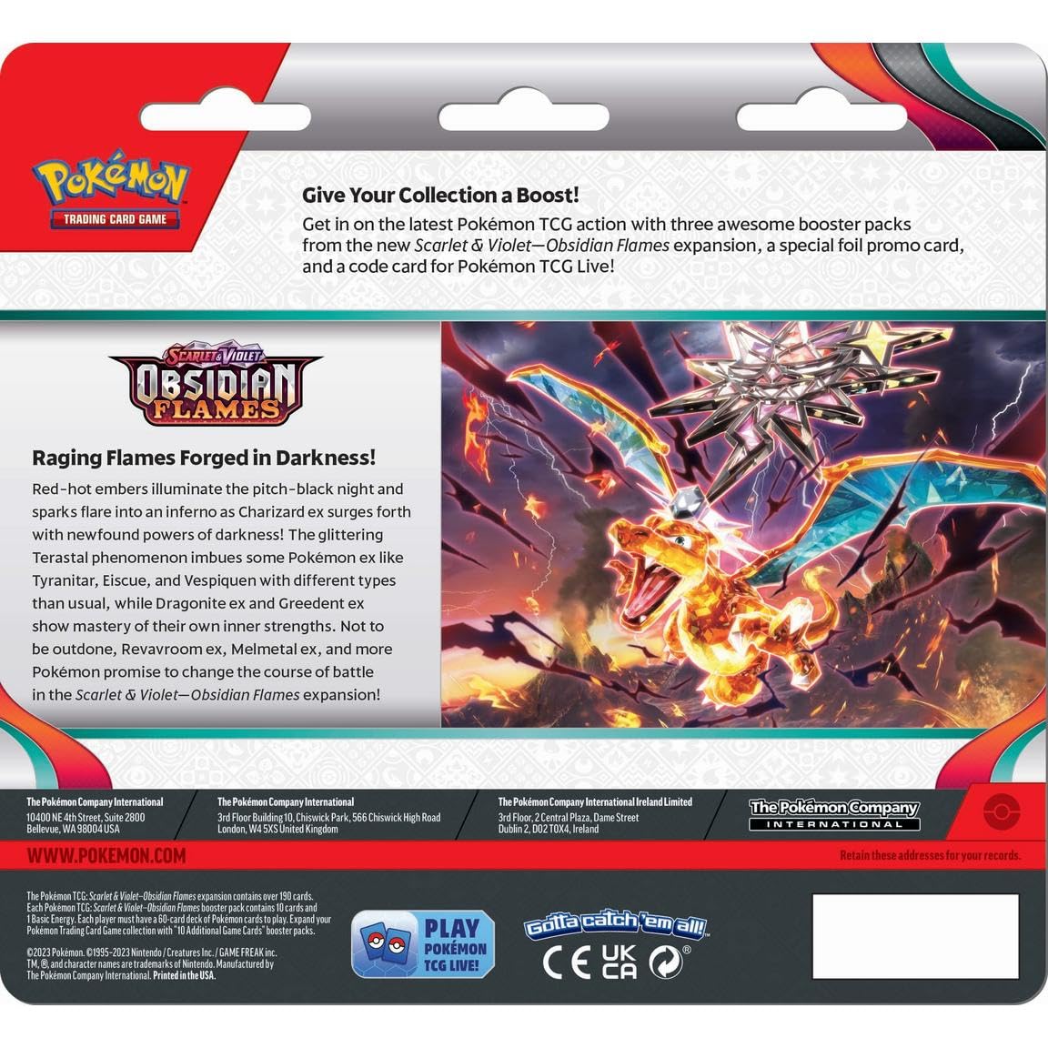 Pokemon TCG: Scarlet and Violet: Obsidian Flames: 3 Pack Booster Blister - 2