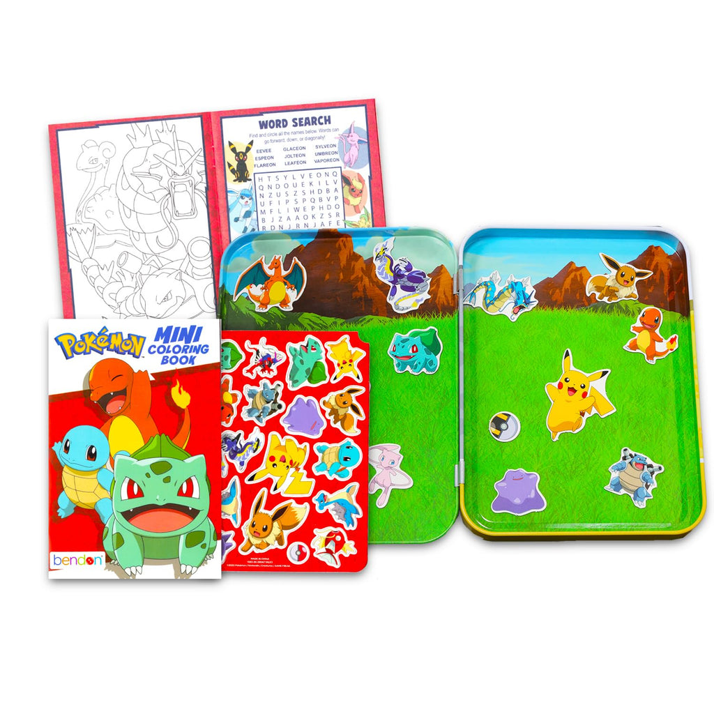 Pokemon Magnetic Creations Toy - Bundle with 36 Magnetic Play Pieces Plus Mini Coloring Book, Stickers and Pokemon Cards for Kids, Toddlers | Activity Play Set - 4