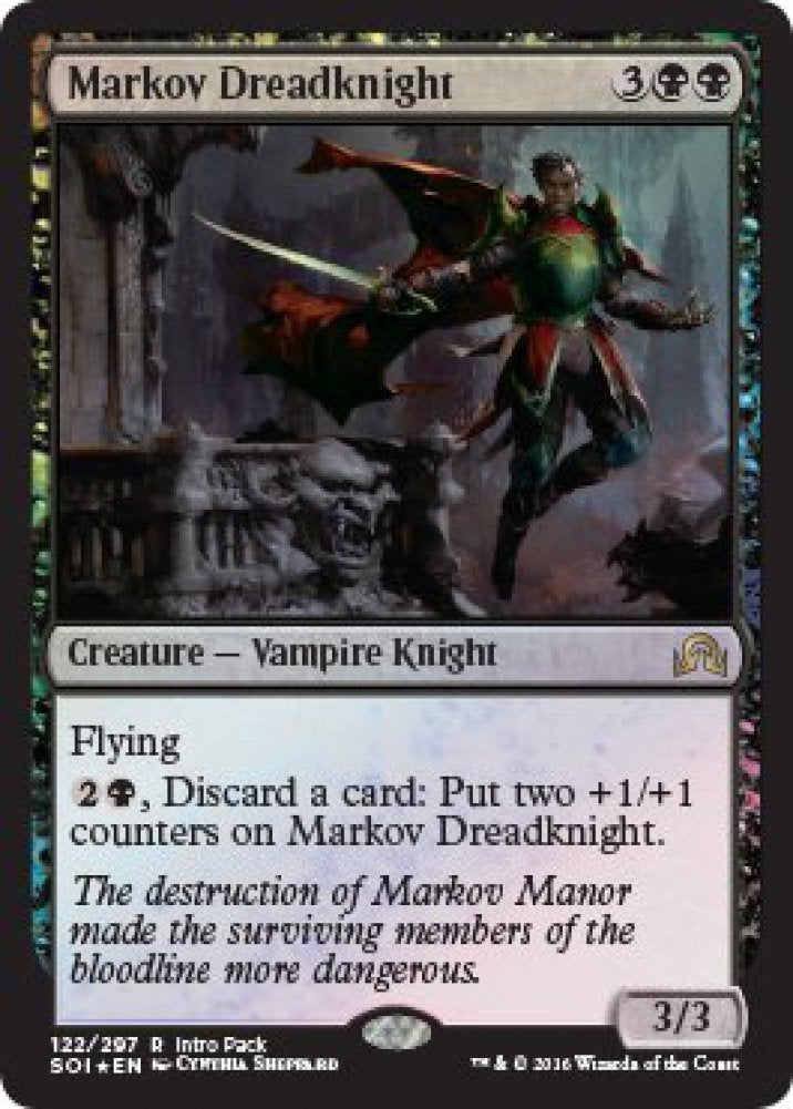 Magic the Gathering: MTG Shadows over Innistrad: Intro Pack / Theme Deck: Vampiric Thirst (includes 2 Booster Packs & Alternate Art Premium Rare Promo) Black / Red - Markov Dreadknight - 2
