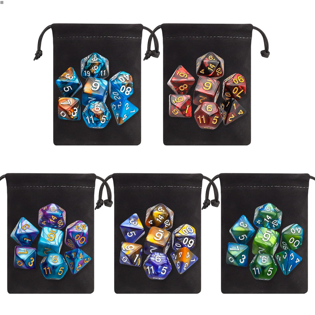 CiaraQ Polyhedral Dice Set - DND Role Playing Dice for Dungeons and Dragons RPG Table Games, Double-Color, 35pcs - 9