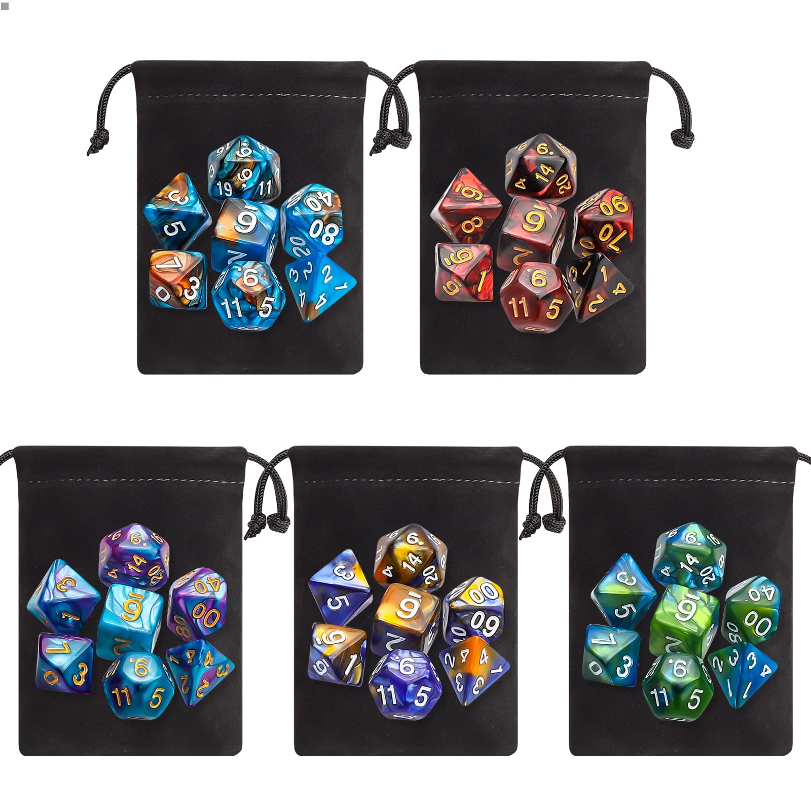 CiaraQ Polyhedral Dice Set - DND Role Playing Dice for Dungeons and Dragons RPG Table Games, Double-Color, 35pcs - 9