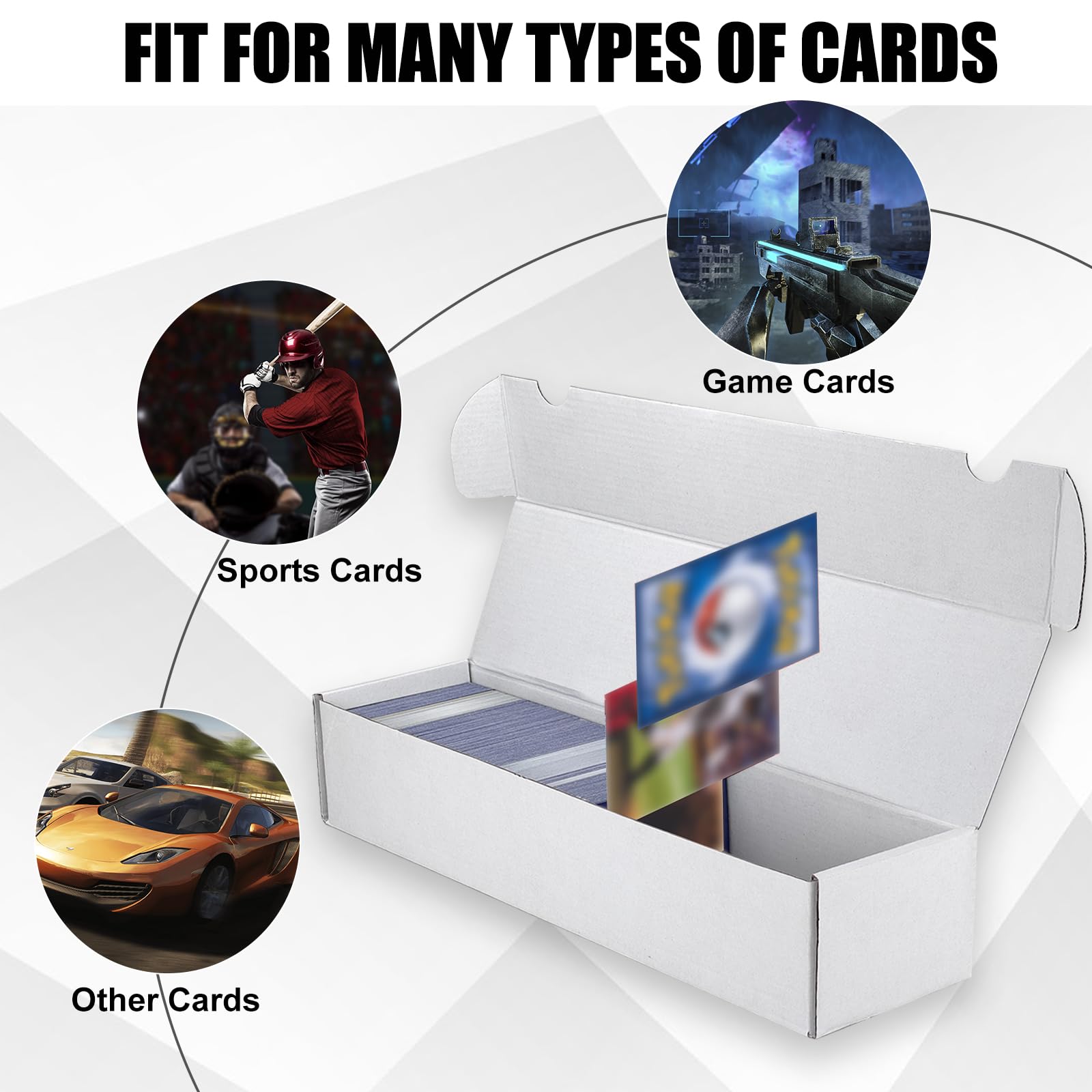 XRACV Trading Card Storage Box, 10-Pack 1100 Count White Corrugated Cardboard Bulk Sports Storage Box for TCG/Magic/Mtg Basketball Cards, Collectible Trading Cards - 5