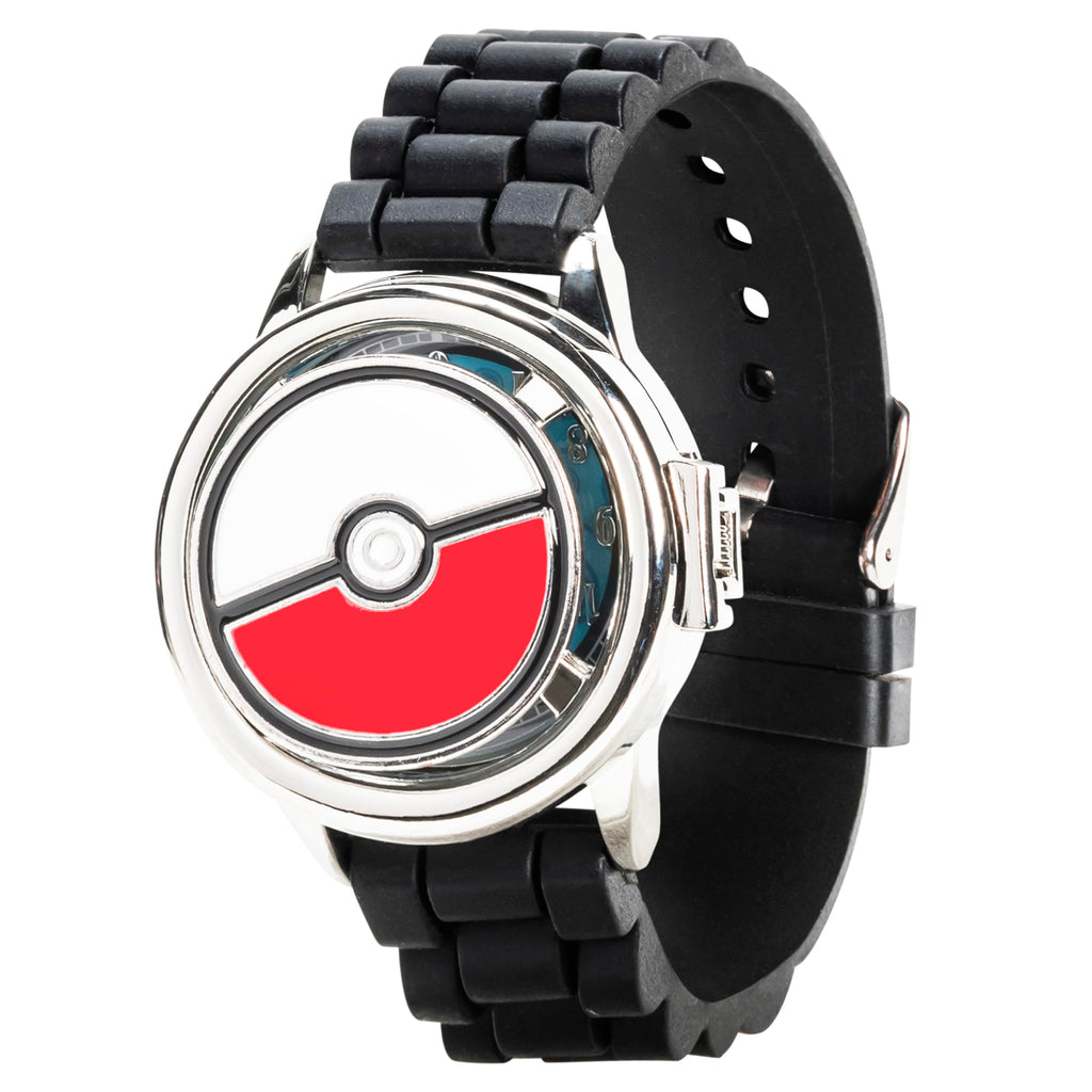 Pokémon Spinner Top Analog Watch for Kids – Features Iconic Poké Ball Spinner, Silver Metal Case, Comfortable Silicone Strap, and Pikachu Dial Art, Perfect for Pokémon Fans and Collectors - 5